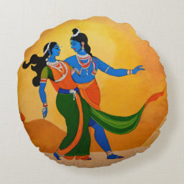 Almofada Redonda krishna radha dançante