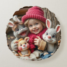 Almofada Redonda Kuschelfreunde im Herbstzauber