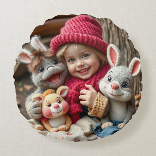 Almofada Redonda Kuschelfreunde im Herbstzauber (Frente)