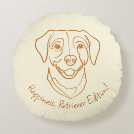 Almofada Redonda Labrador Retriever. Felicidade, Edição Retriever!