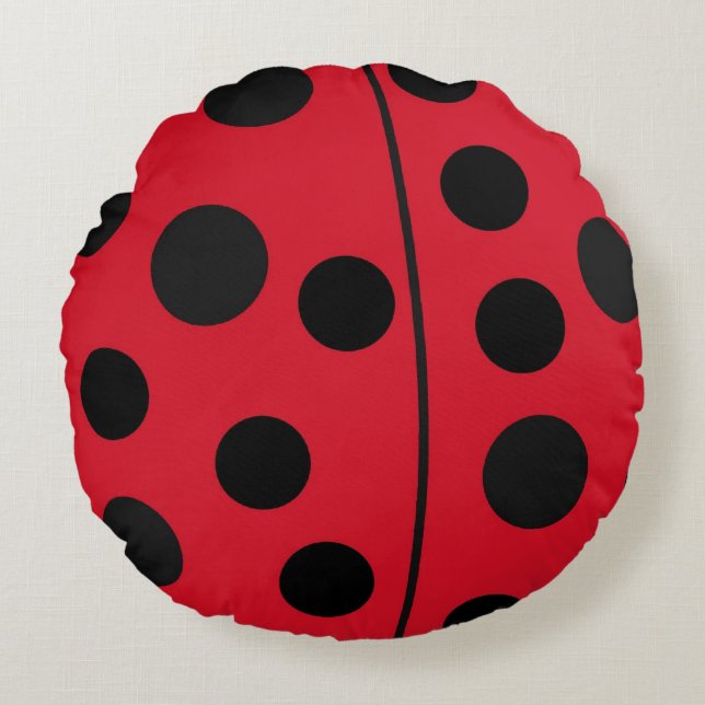 Almofada Redonda Lady Bug Red e Black Design (Frente)