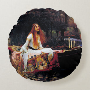 Almofada Redonda Lady Of Shallot no Boat JW Waterhouse Art Throw