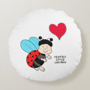 Almofada Redonda Ladybug com coração