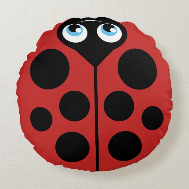 Almofada Redonda Ladybug com Modelo de Mensagens Personalizadas (Frente)
