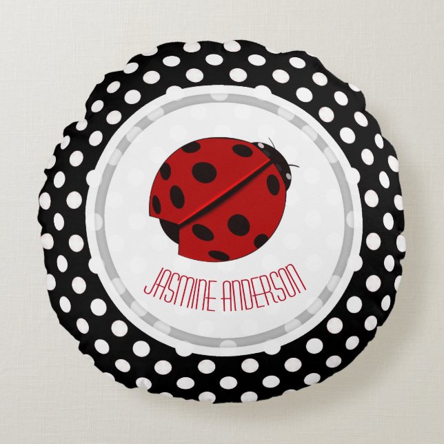 Almofada Redonda Ladybug E Travesseiro decorativo Bolinhas (Frente)