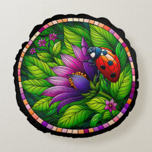 Almofada Redonda Ladybug StainGlass