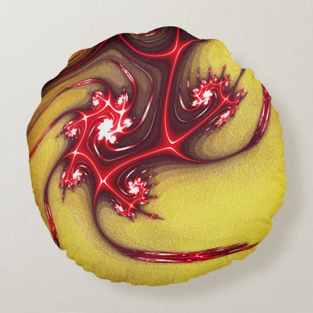 Almofada Redonda Lagarto fractal avermelhado na textura arenosa ocr (Verso)