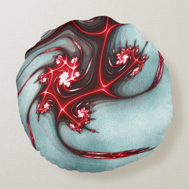 Almofada Redonda Lagarto fratural vermelho-piscinado sobre textura  (Verso)