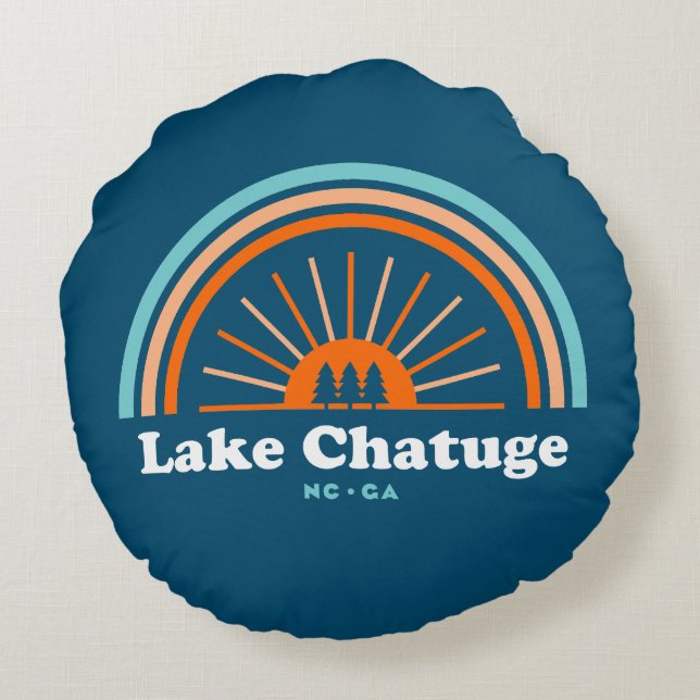 Almofada Redonda Lago Chatuge Carolina do Norte Georgia Rainbow Thr (Verso)