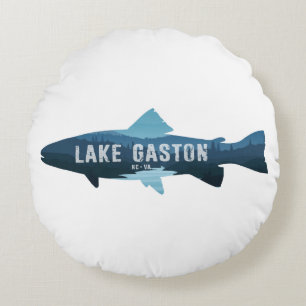 Almofada Redonda Lago Gaston North Carolina Virginia Fish Throw Pil