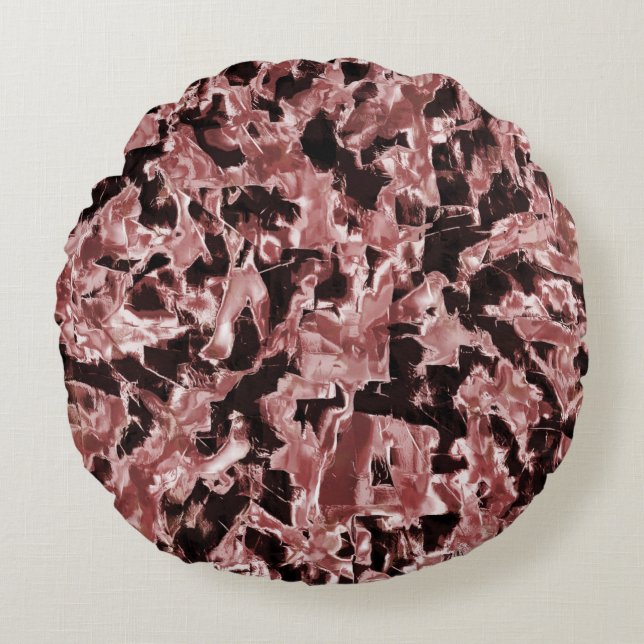 Almofada Redonda Lâminas de cobre flutuantes ou rochosas sobre o ve (Frente)