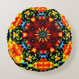 Almofada Redonda Laranja Floral