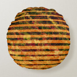 Almofada Redonda Laranjas estranhas e quadrados pequenos em linhas