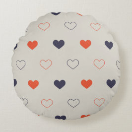 Almofada Redonda Large - Lovely hearts / orange cream dark