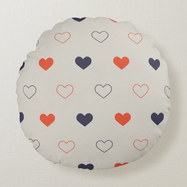 Almofada Redonda Large - Lovely hearts / orange cream dark (Frente)