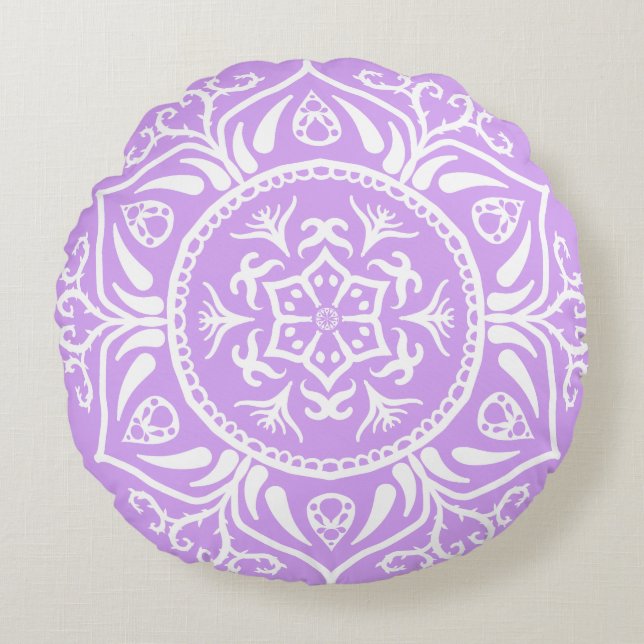 Almofada Redonda Lavanda Mandala (Frente)