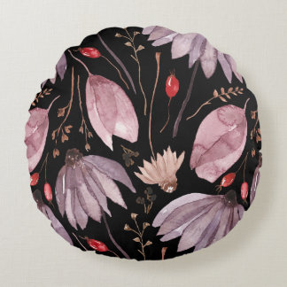 Almofada Redonda Lavender Lotus Flowers Round Throw Pillow