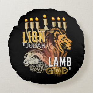 Almofada Redonda Leão De Judah Lamb De Deus