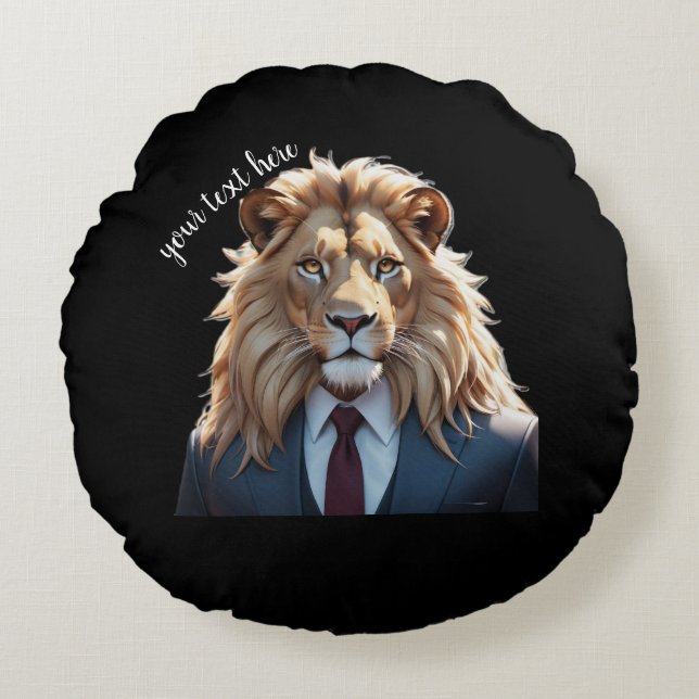 Almofada Redonda leão de terno (Frente)