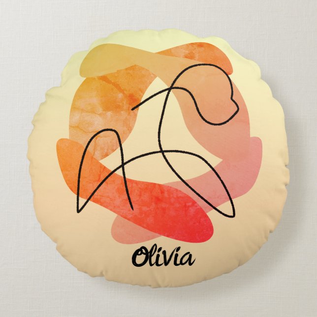 Almofada Redonda Legância personalizada e essência de um cavalo liv (Frente)