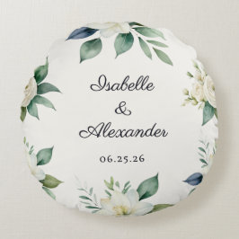 Almofada Redonda Lembrança de Casamento Floral Decoração Elegante P