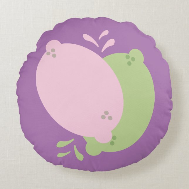 Almofada Redonda Lemon divertido e Limão, Citrus espremíveis (Frente)