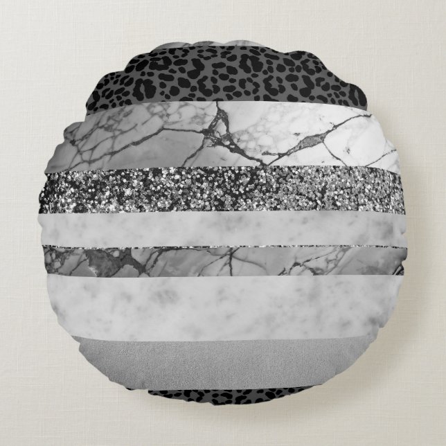 Almofada Redonda Leopard Marble Glitter Stripes Glam 4 (Frente)