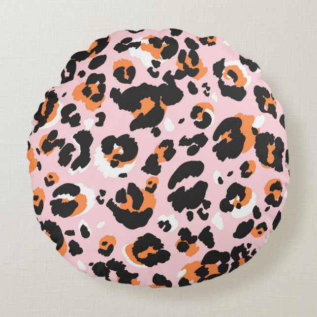 Almofada Redonda Leopard pattern seamless. Classic leo texture. Tre (Frente)