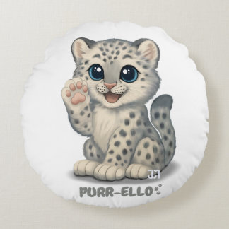 Almofada Redonda Leopardo-das-neves - Ron-ronel