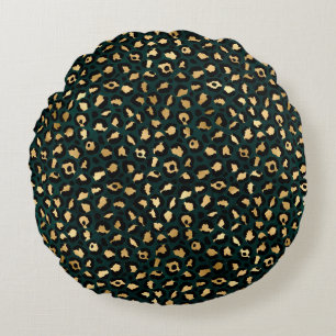 Almofada Redonda Leopardo Dourado e Teto Série Design 1