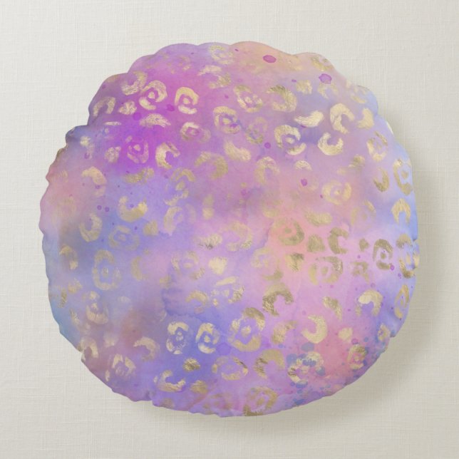 Almofada Redonda Leopardo Paint Series Design 8 Pouf (Frente)