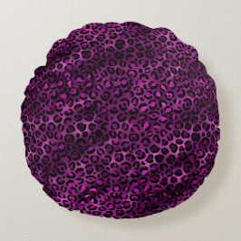 Almofada Redonda Leopardo roxo e Dourado Design 3