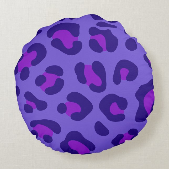 Almofada Redonda Leopardo Roxo Elétrico (Verso)