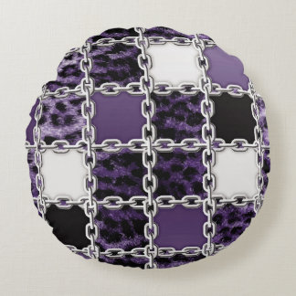 Almofada Redonda Leopardo ultravioleta sem costura e corrente prate