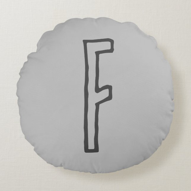 Almofada Redonda Letra Inicial Monograma de Tones de cinza (Frente)
