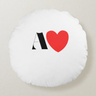 Almofada Redonda Letter A Heart - Valentine Initial Love Design
