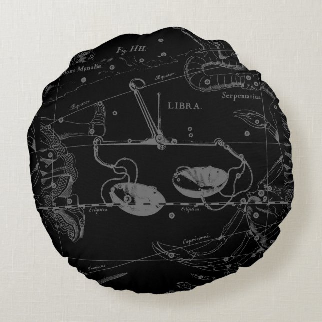 Almofada Redonda Libra Constelação Hevelius cerca de 1690 (Verso)