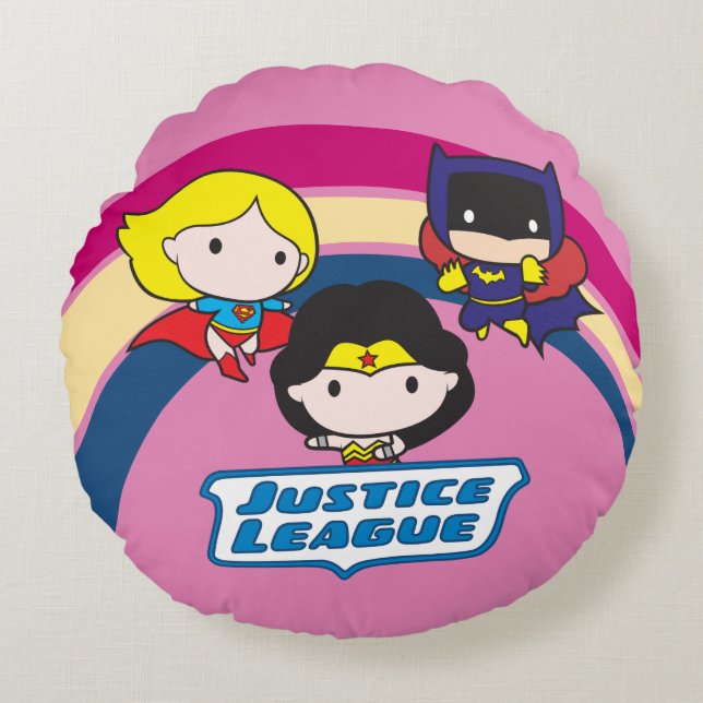 Almofada Redonda Liga da Justiça Chibi - Arco-Íris (Frente)