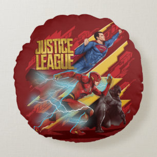 Almofada Redonda Liga da Justiça Crachá Superman, Flash e Batma