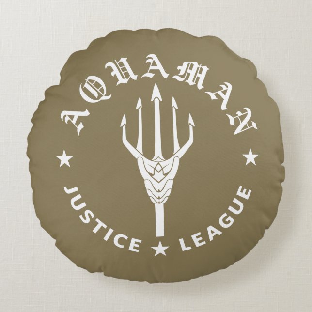 Almofada Redonda Liga da Justiça | Emblema de Tridente de Aquaman