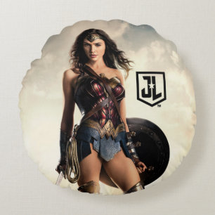 Almofada Redonda Liga da Justiça Mulher Maravilha Em Battlefield