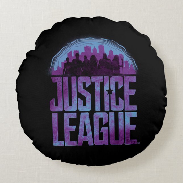 Almofada Redonda Liga da Justiça | Silhouette da Liga da Justiça (Frente)