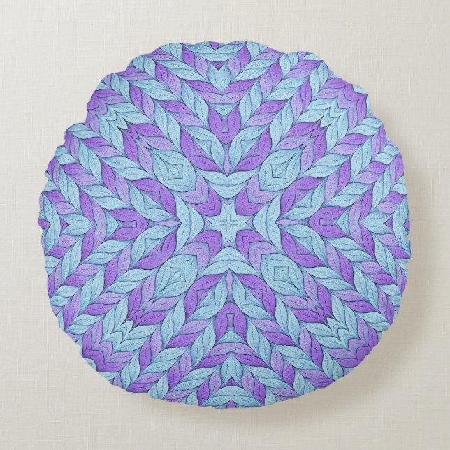 Almofada Redonda Light Amethyst and Pale Aqua Pattern (Frente)