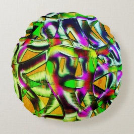 Almofada Redonda Limão de recortes retorcidos coloridos, arranhões