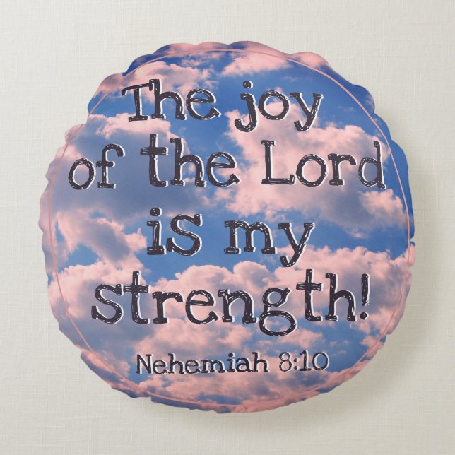 Almofada Redonda Linda Bíblia Versa Modelo Daisy Sky Nuvens (Frente)