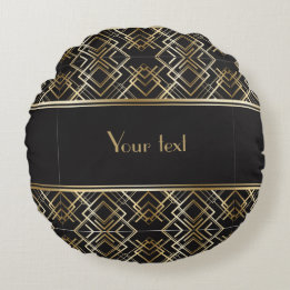 Almofada Redonda Linda,deco de arte,padrão,cinza,bege,1920,retrô,c