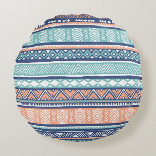 Almofada Redonda Linda etnia tribal. Vintage aztec mão desenhada m