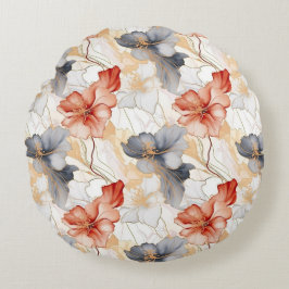Almofada Redonda Linda feminina Peach Blue e White Floral