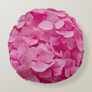 Almofada Redonda Linda Hydrangea florescente rosa, Elegante Floral