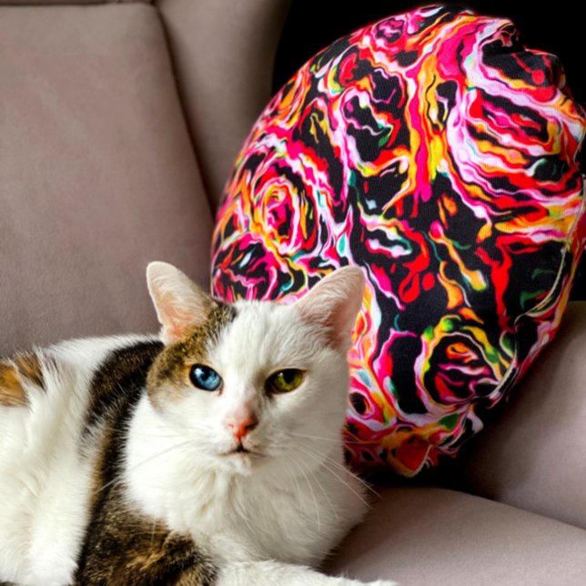 Almofada Redonda Linda Legal Colorida Funky (Criador carregado)